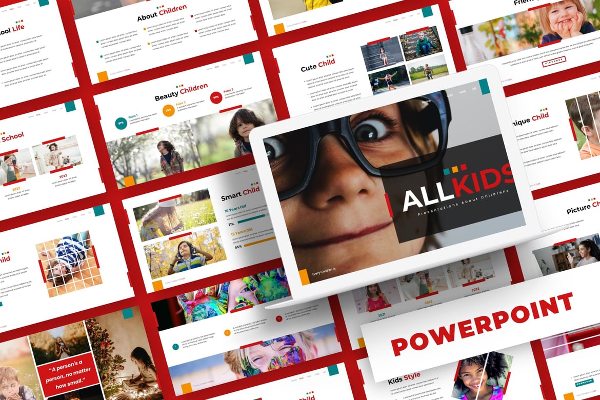 Allkids - Template Powerpoint Serbaguna dengan 5 Variasi Warna