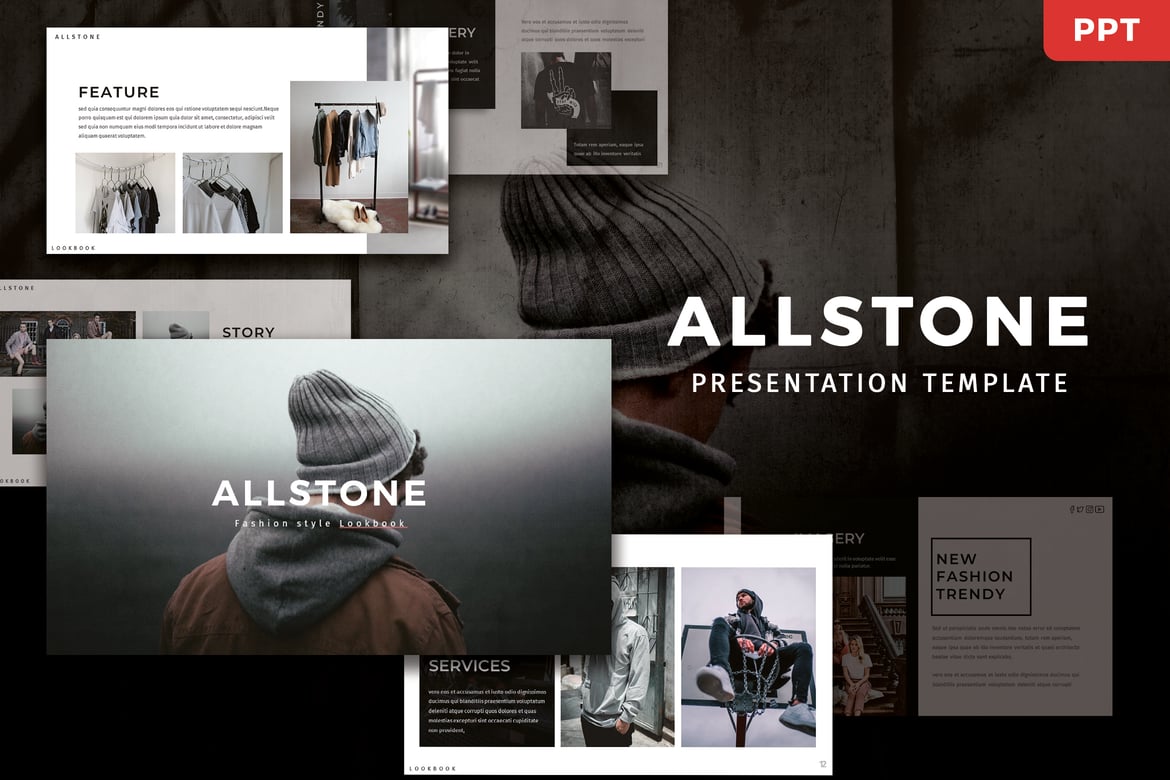 Allstone - Template PowerPoint Fashion Modern dan Elegan