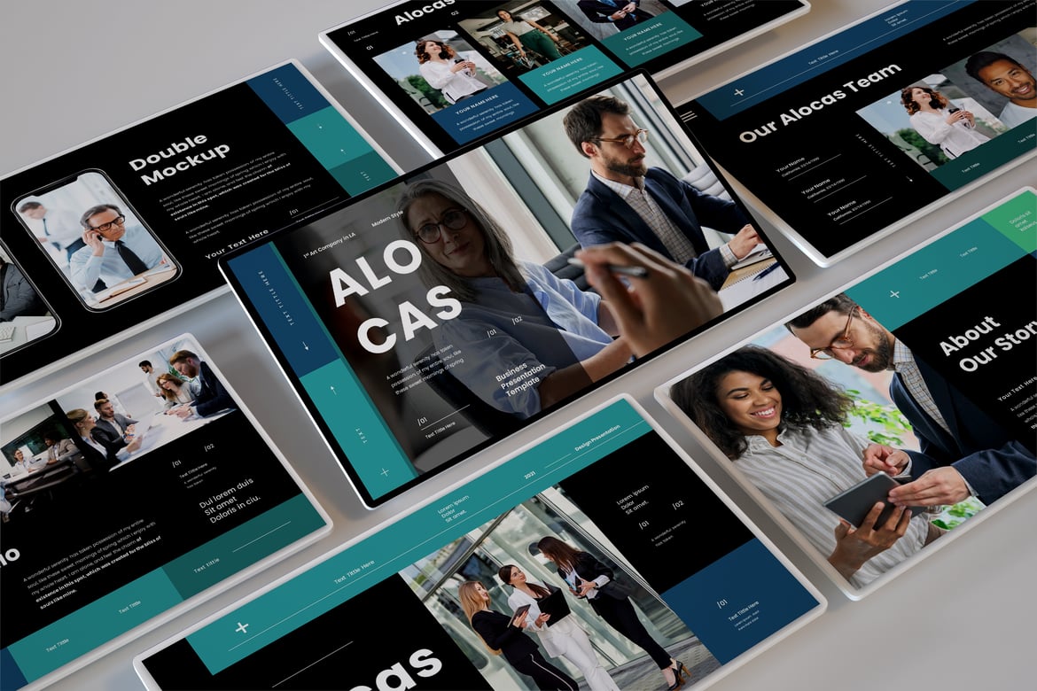 Template PowerPoint Presentasi Bisnis Alocas yang Menarik