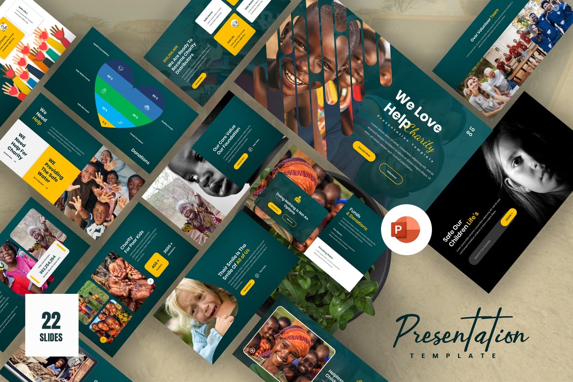 Template Presentasi PowerPoint 'Alone' untuk Amal yang Menarik