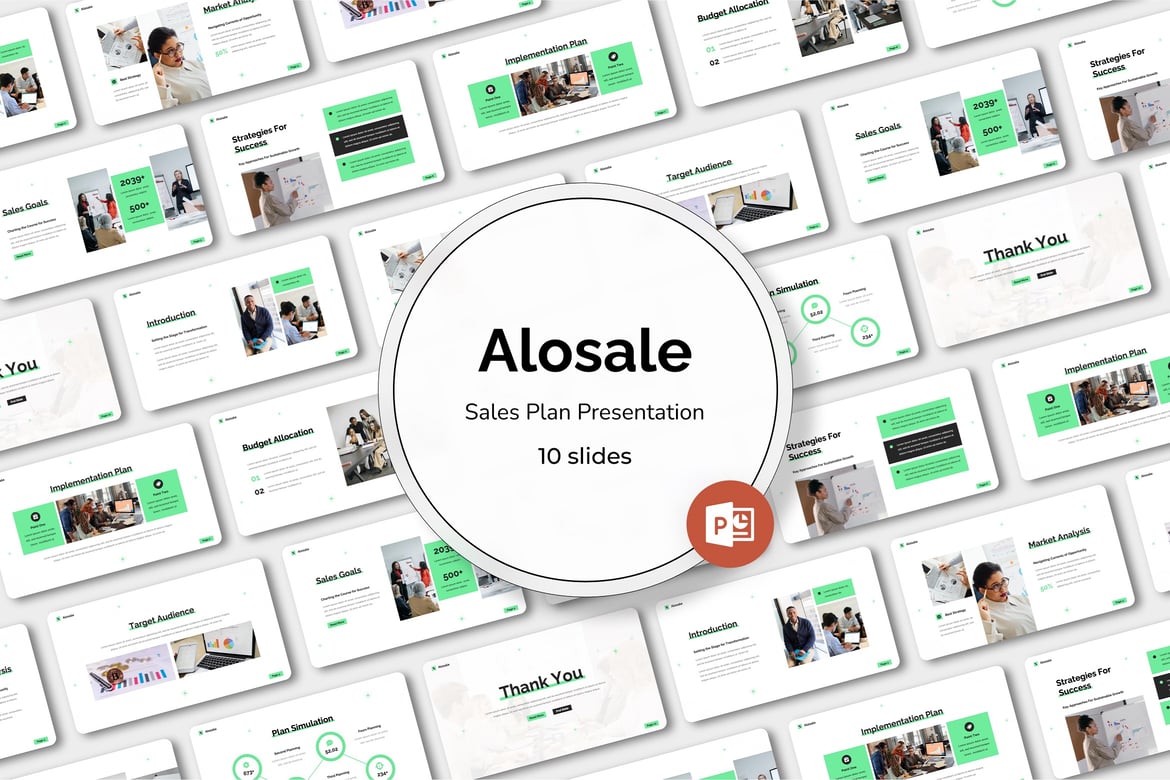 Template PowerPoint Alosale - Rencana Penjualan yang Menarik