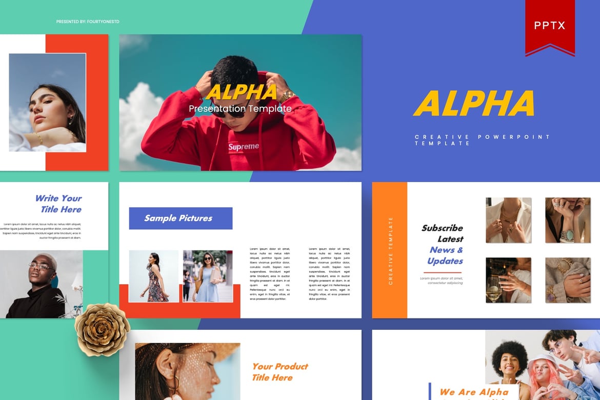 Template Presentasi Powerpoint Alpha Kreatif yang Menarik