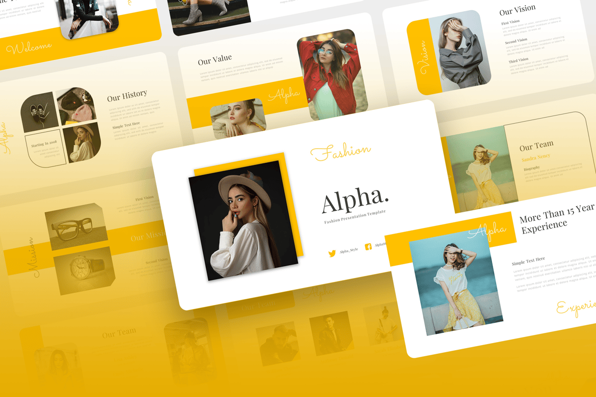 Template Presentasi PowerPoint Alpha – Gaya Fashion yang Elegan