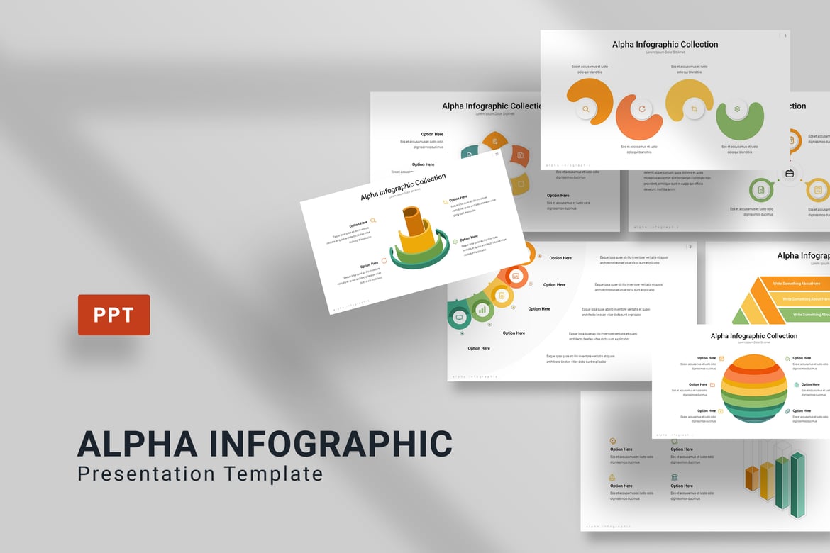 Template Presentasi PowerPoint Infografik Alpha yang Menarik