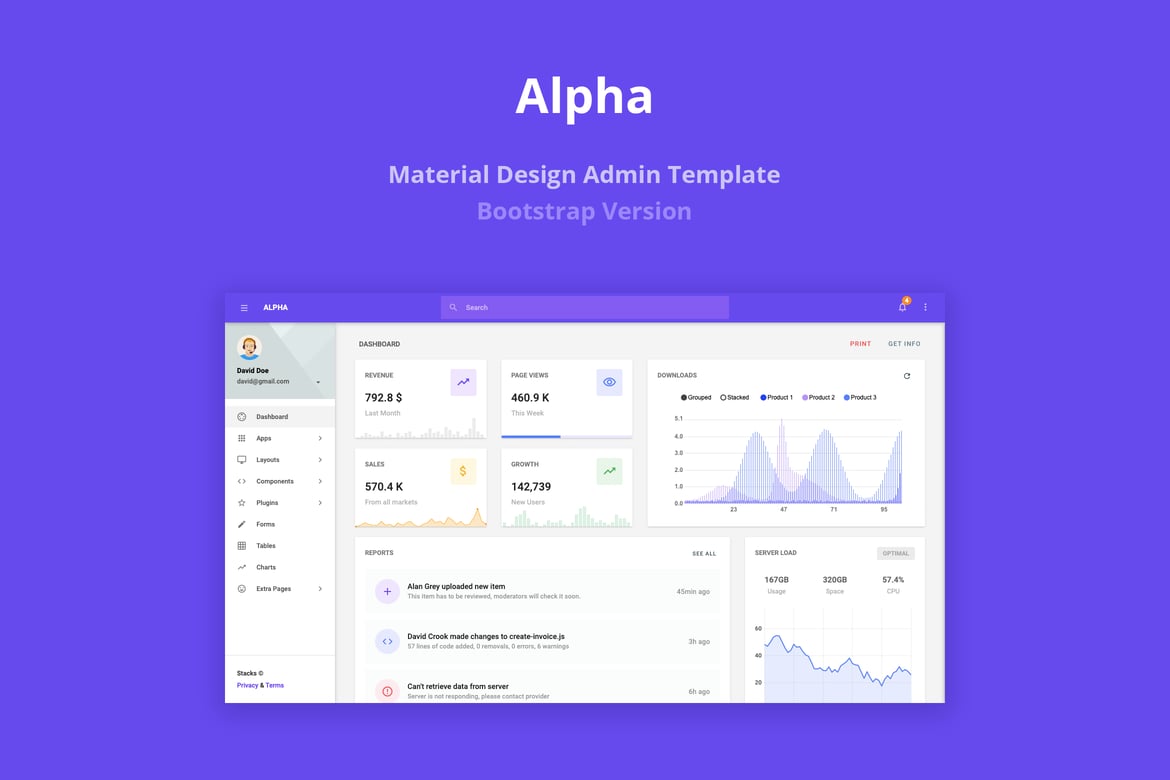 Template Admin Alpha - Desain Material yang Premium dan Fungsional