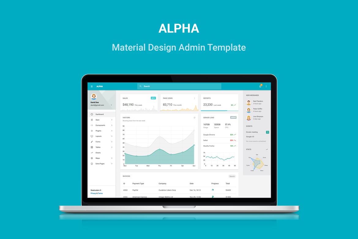 Alpha - Template Web Admin dengan Desain Material yang Premium