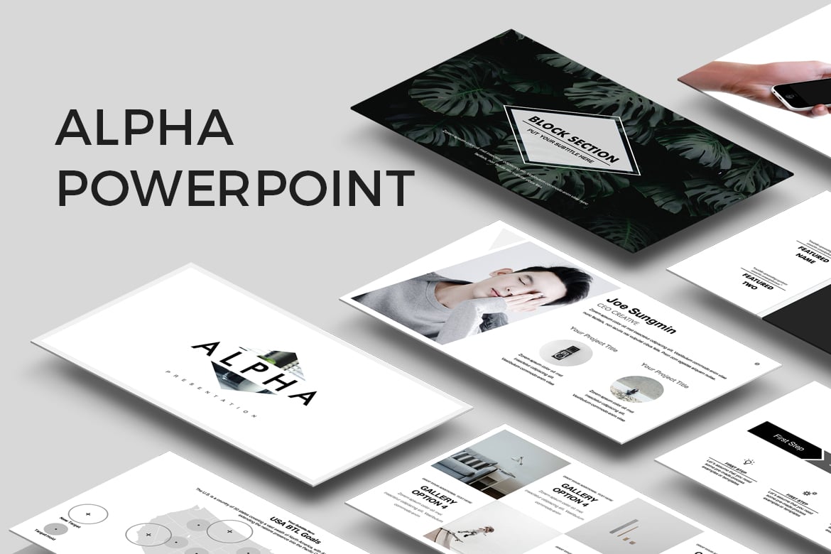 Template Presentasi Powerpoint Alpha yang Modern dan Minimalis