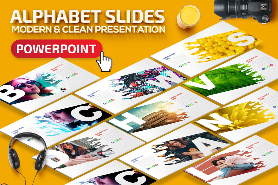 Template Presentasi PowerPoint Alphabet yang Menarik dan Profesional