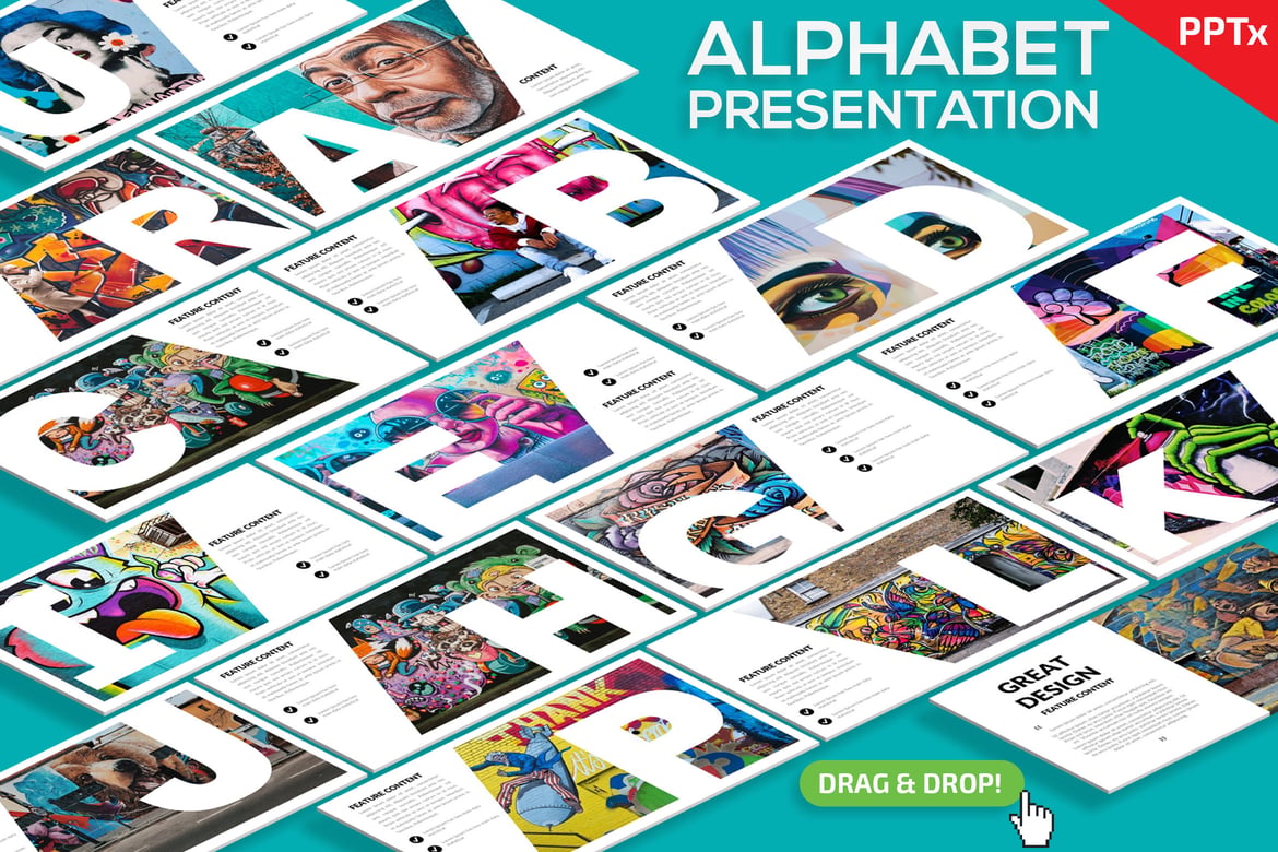 Template Presentasi PowerPoint Abjad Menarik dan Interaktif