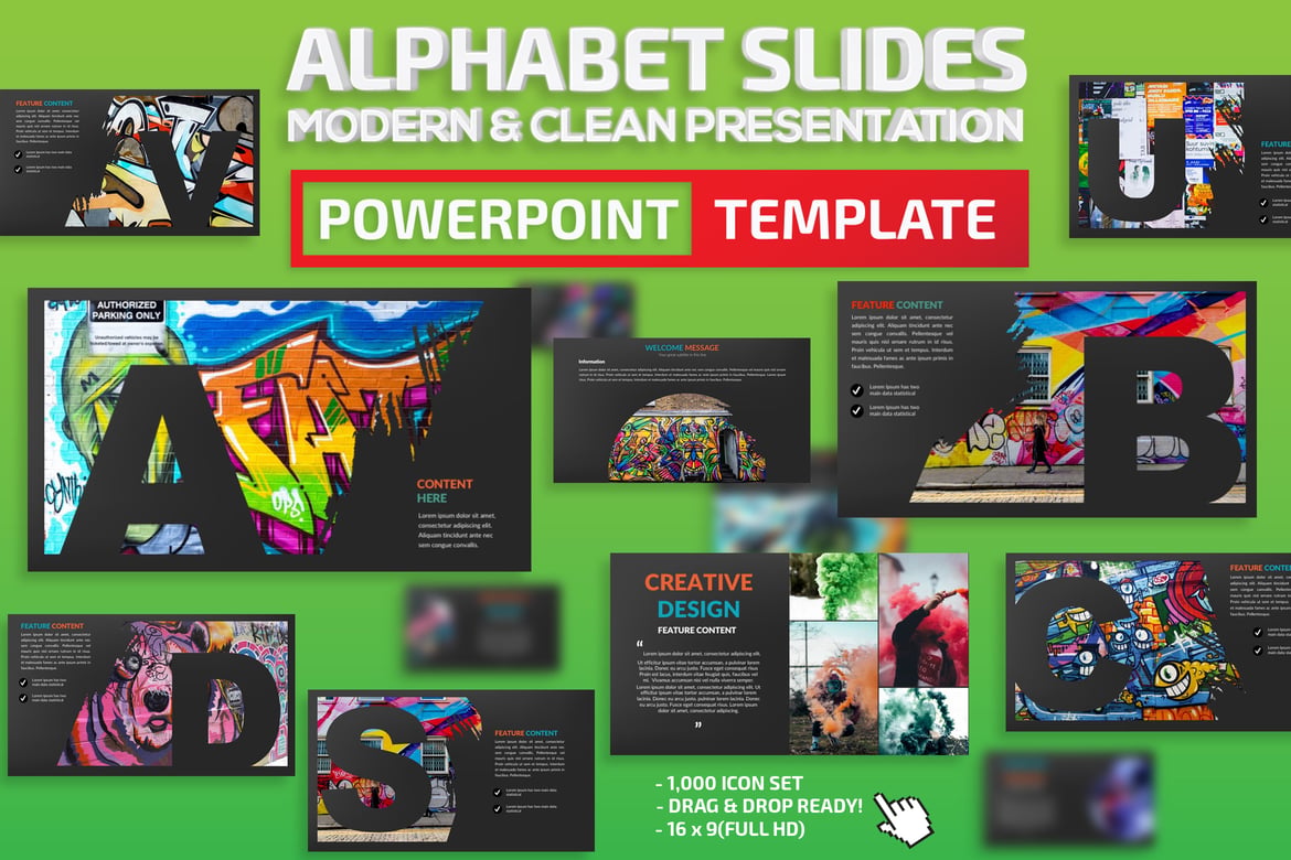 Template Powerpoint Huruf Alphabet yang Menarik