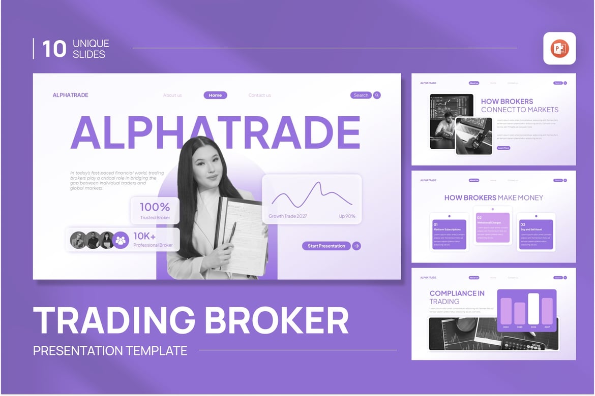 Template Presentasi PowerPoint Alphatrade untuk Trader Profesional