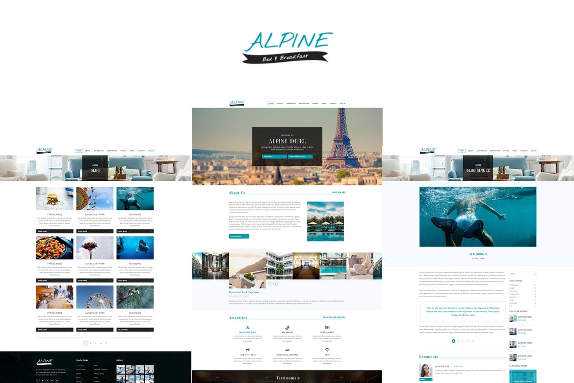Template Website Bed and Breakfast Alpine yang Menawan