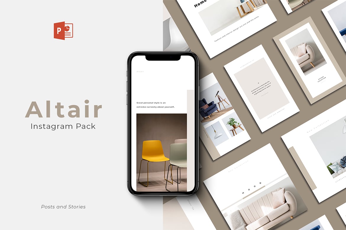 Template PowerPoint untuk Postingan dan Story Instagram Altair yang Elegan