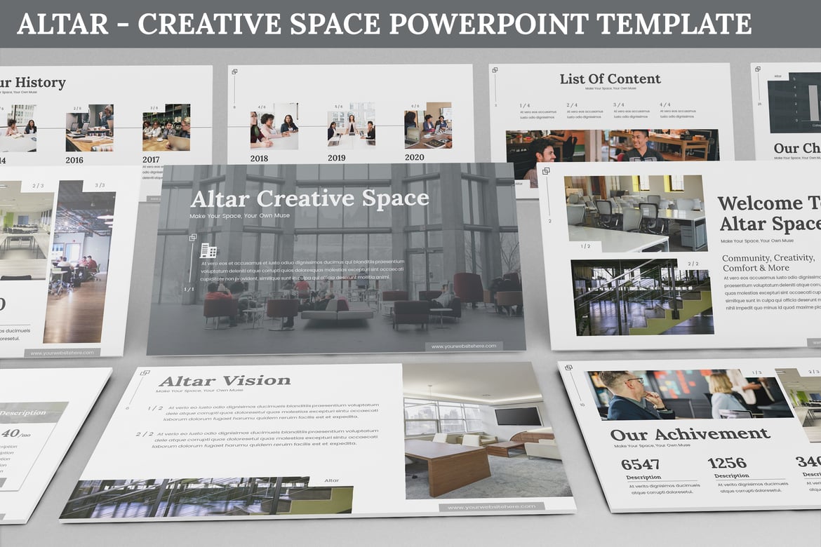 Template PowerPoint Altar - Ruang Kreatif yang Modern dan Sederhana