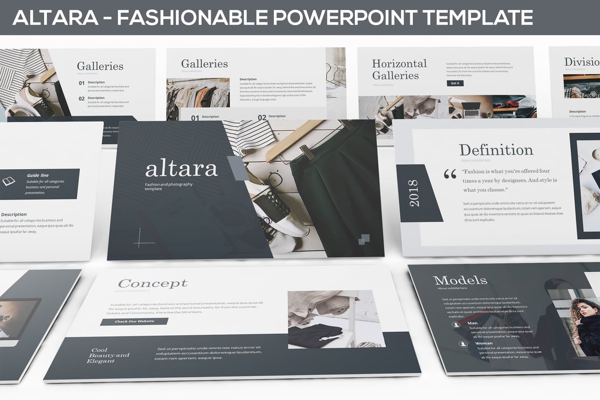 Template Presentasi Powerpoint Altara - Kreatif untuk Fashion dan Fotografi