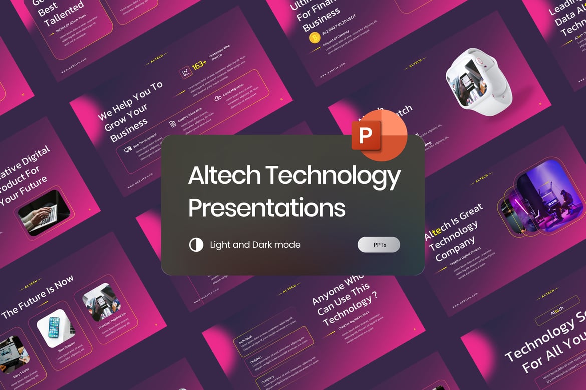 Template PowerPoint Teknologi Futuristik Altech yang Menakjubkan