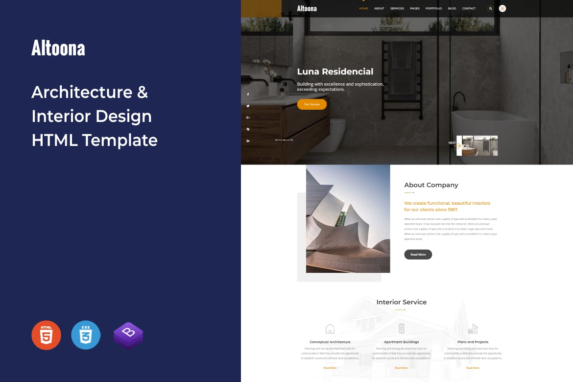Template Website Altoona - Desain Arsitektur & Interior Modern