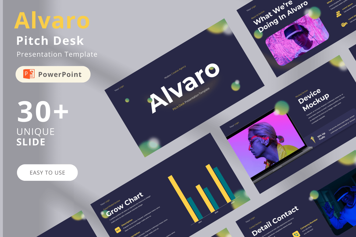 Template Presentasi Powerpoint Alvaro untuk Pitch Deck yang Menarik