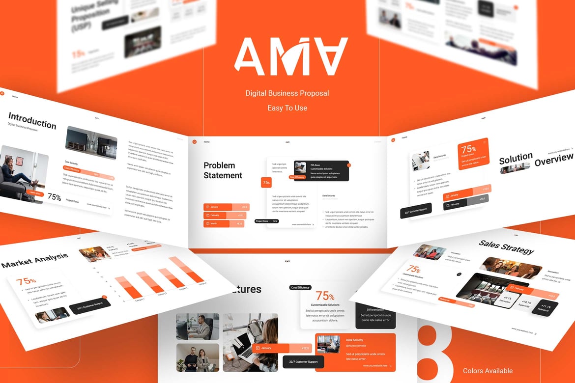 Template PowerPoint Proposal Bisnis Digital Ama yang Menarik