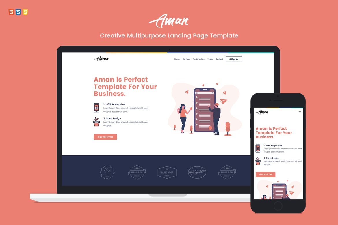 Aman — Template Website Landing Page Serbaguna yang Menarik