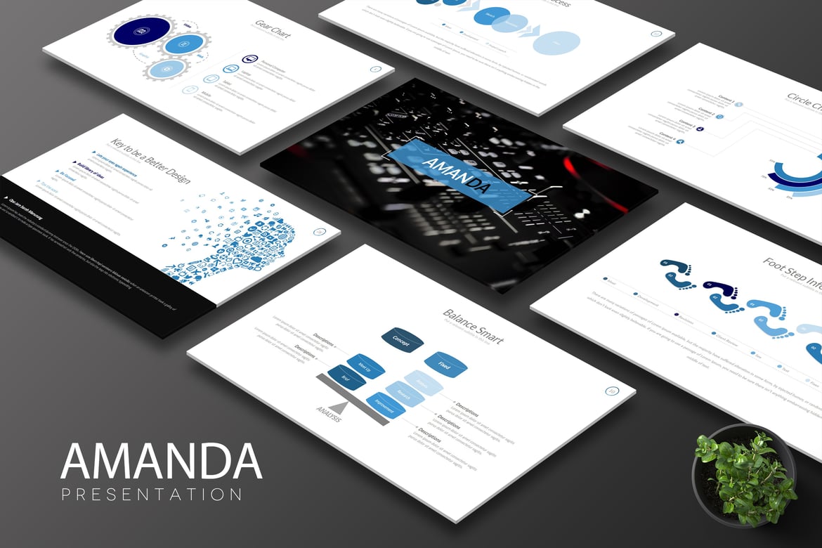 Template PowerPoint Kreatif Amanada untuk Presentasi Menarik