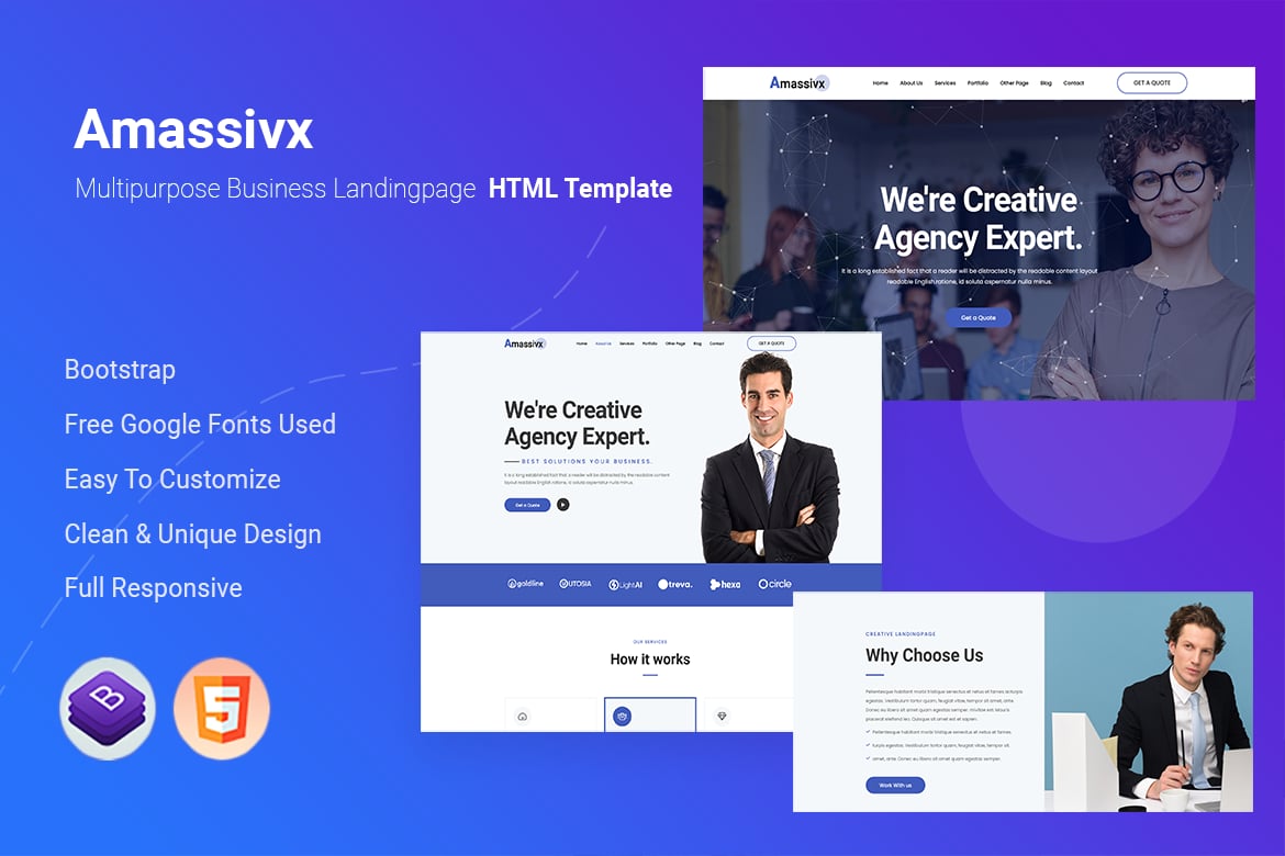 Amassivx – Template Website Landing Bisnis yang Menarik