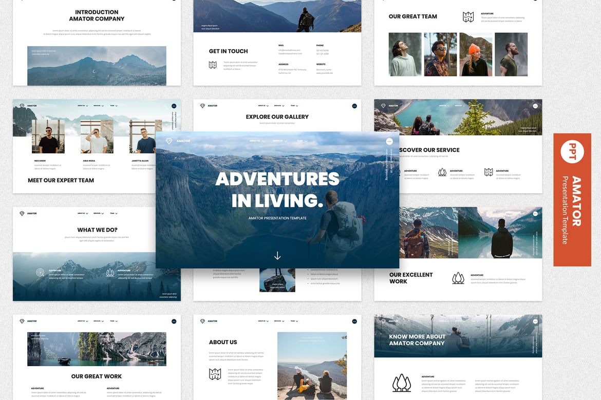 Template Presentasi PowerPoint Amator - Petualangan yang Menginspirasi