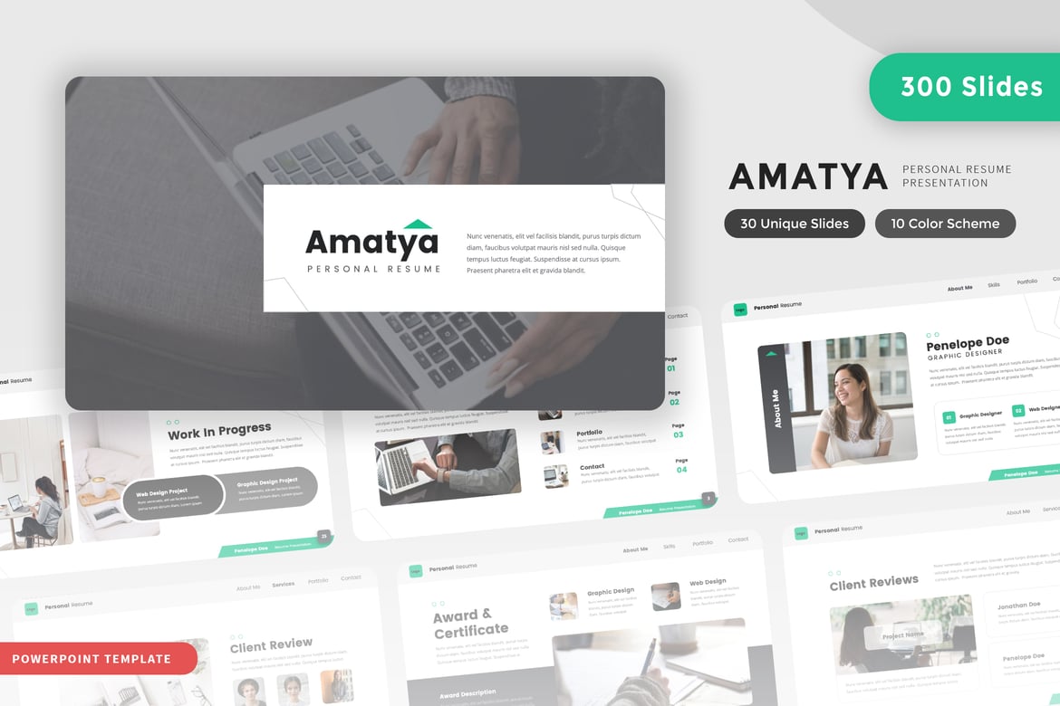 Template PowerPoint Amatya untuk Resume dan Portfolio yang Elegan