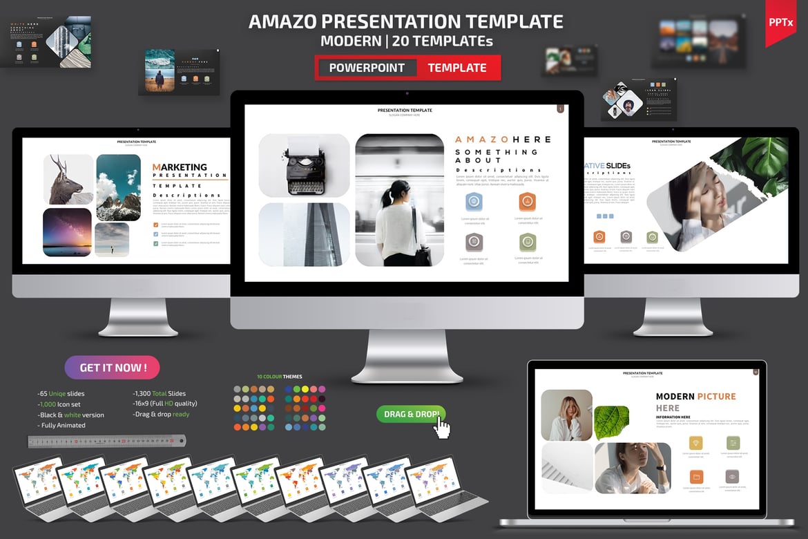 Template PowerPoint Profesional Amazo - 1.300 Slide Menarik
