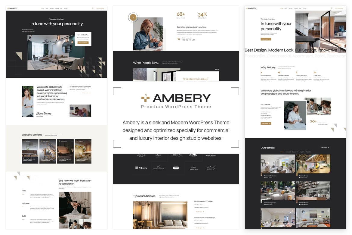 Ambery - Tema WordPress Desain Interior Modern dan Elegan