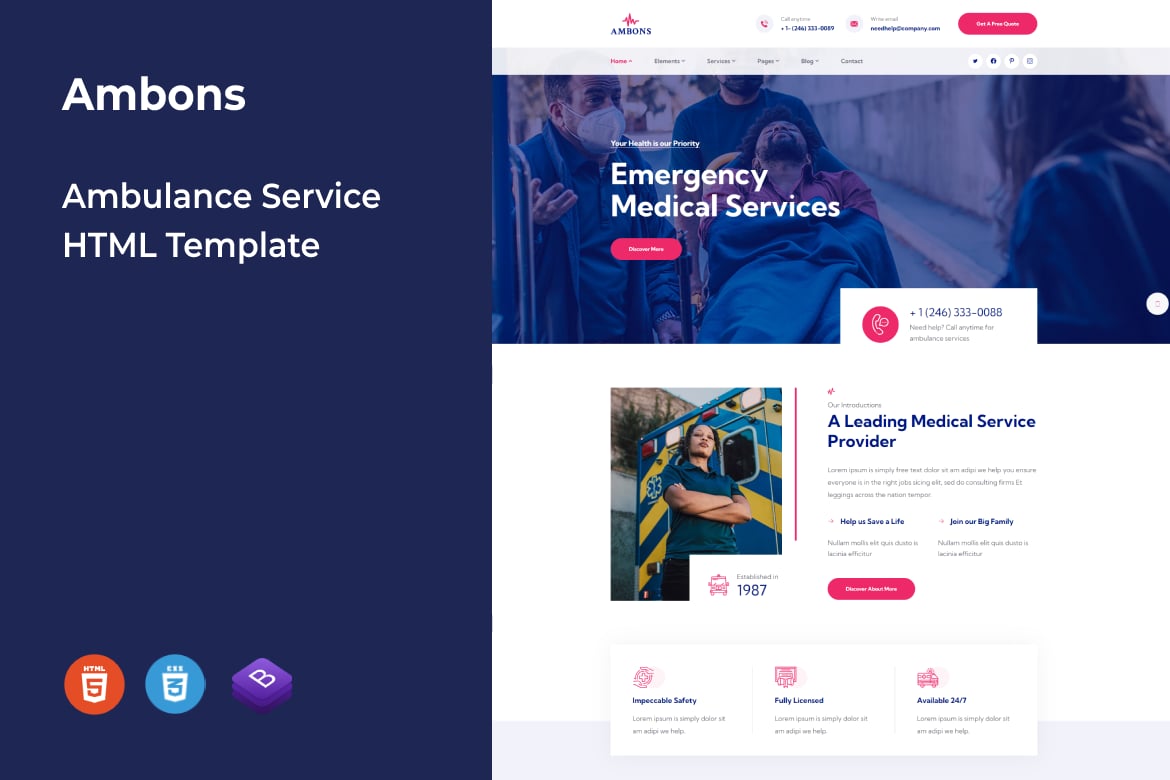 Template Website Ambons - Solusi Cerdas untuk Layanan Ambulans