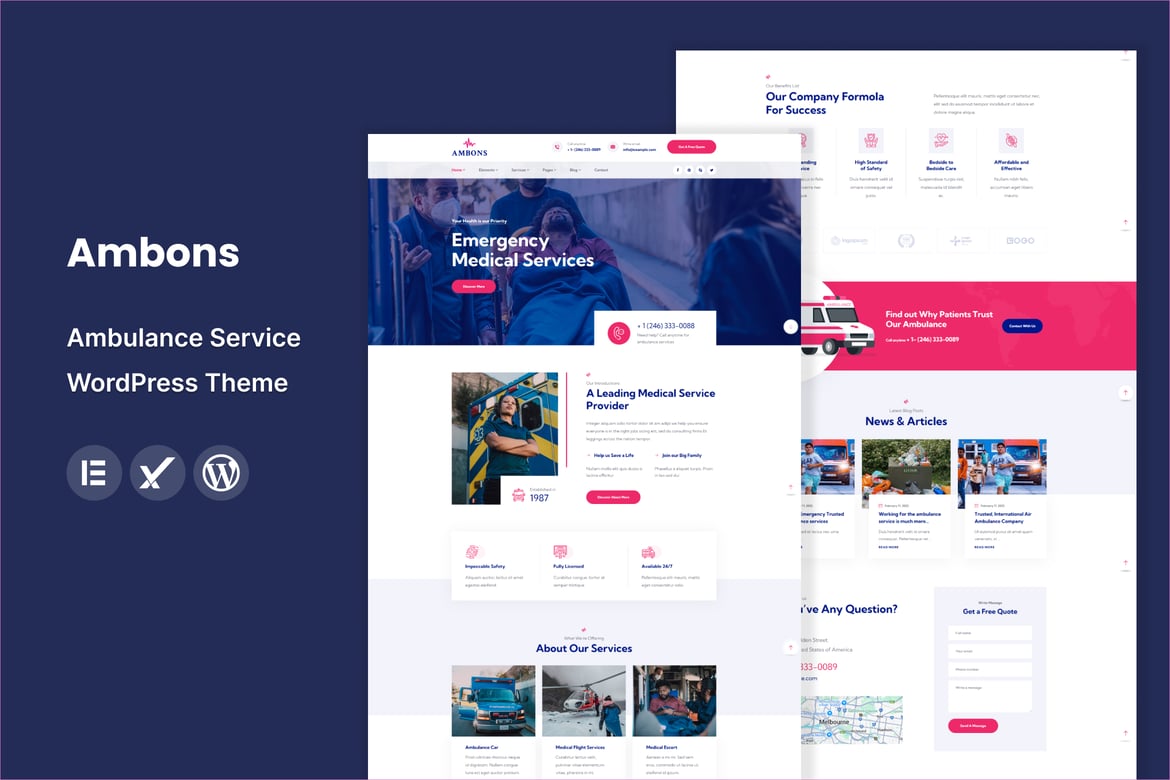 Ambons - Tema WordPress Khusus Layanan Ambulans yang Profesional