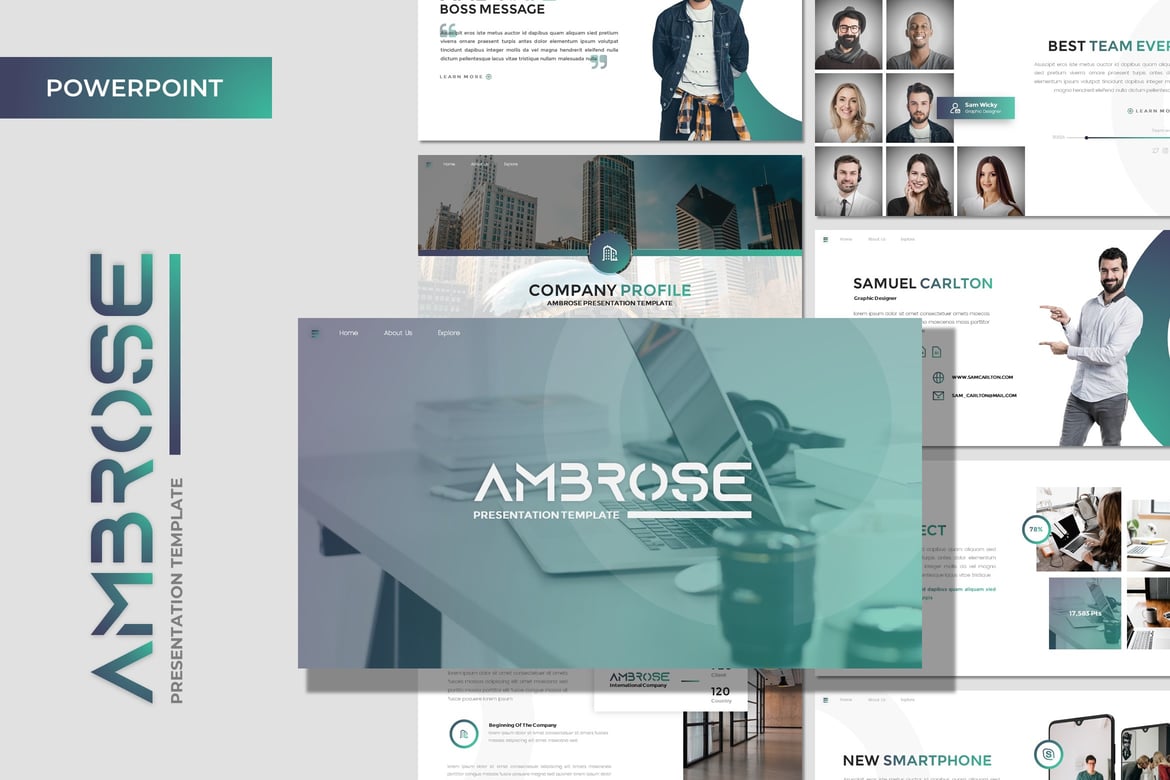 Template Powerpoint Ambrose - Presentasi Bisnis yang Modern dan Kreatif