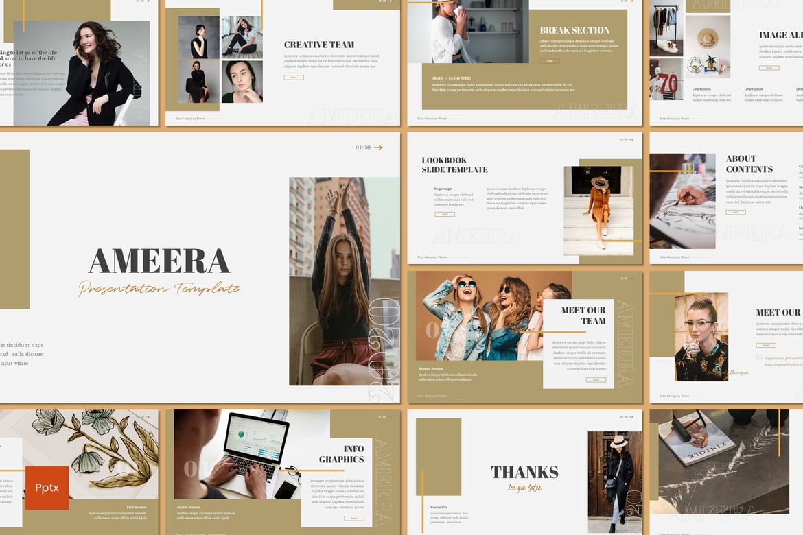 Ameera - Template Presentasi Powerpoint yang Kreatif dan Minimalis