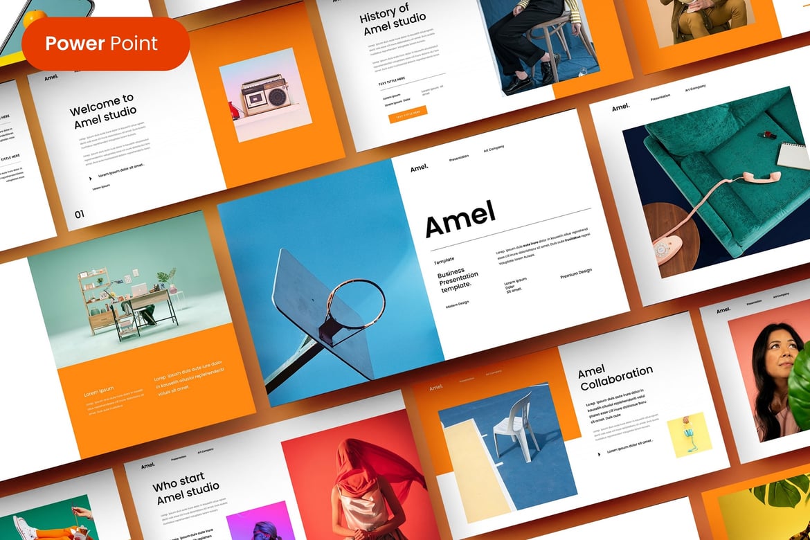 Template Presentasi Bisnis Amel – Solusi Kreatif untuk Semua Kebutuhan Anda