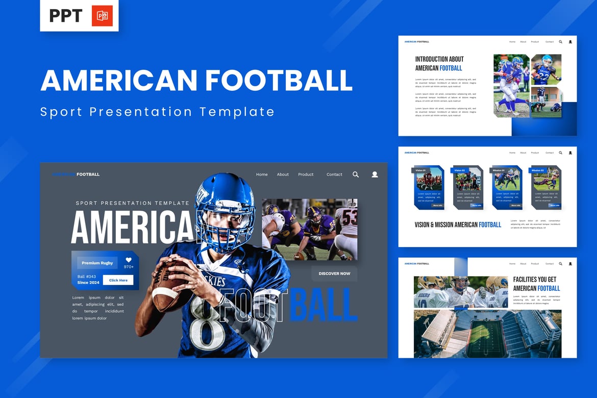 Template Presentasi PowerPoint Sepak Bola Amerika yang Menarik