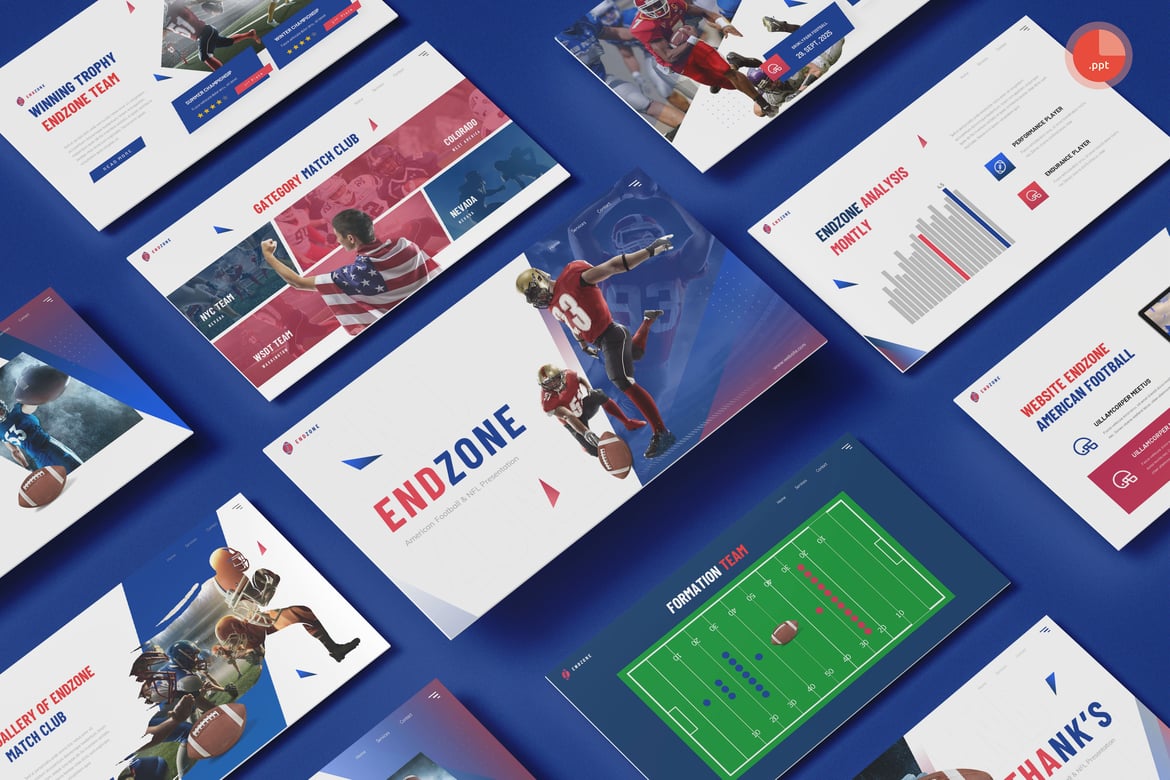 Template Presentasi PowerPoint Sepak Bola Amerika yang Menarik