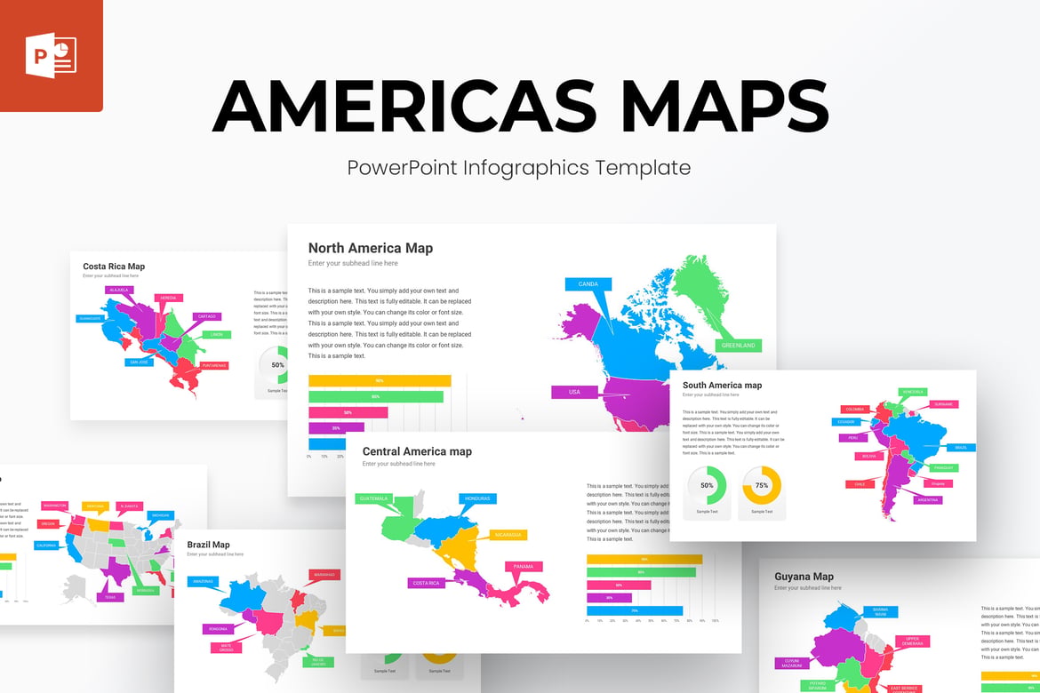 Template PowerPoint Peta Amerika yang Menarik dan Profesional