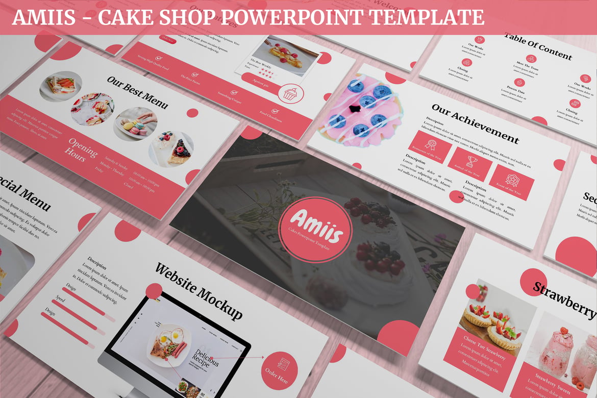 Template Presentasi Powerpoint Amiis - CakeShop yang Kreatif dan Modern