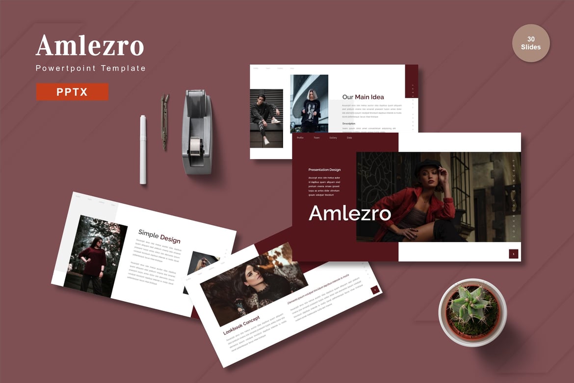 Amlezro - Template Powerpoint Kreatif untuk Presentasi Mengesankan