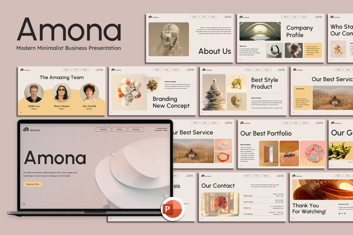 Amona - Template Presentasi Powerpoint Minimalis Modern