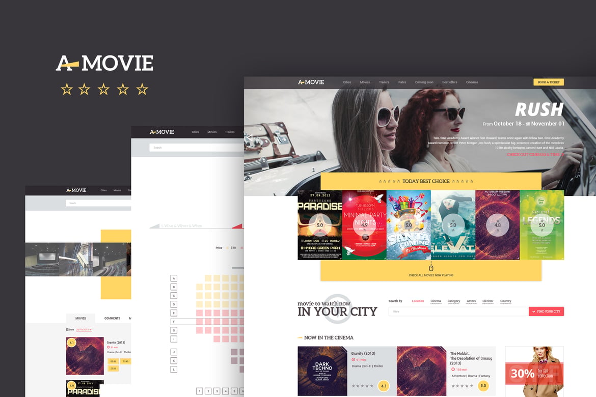 A.Movie — Template Website HTML LESS untuk Bioskop dan Film