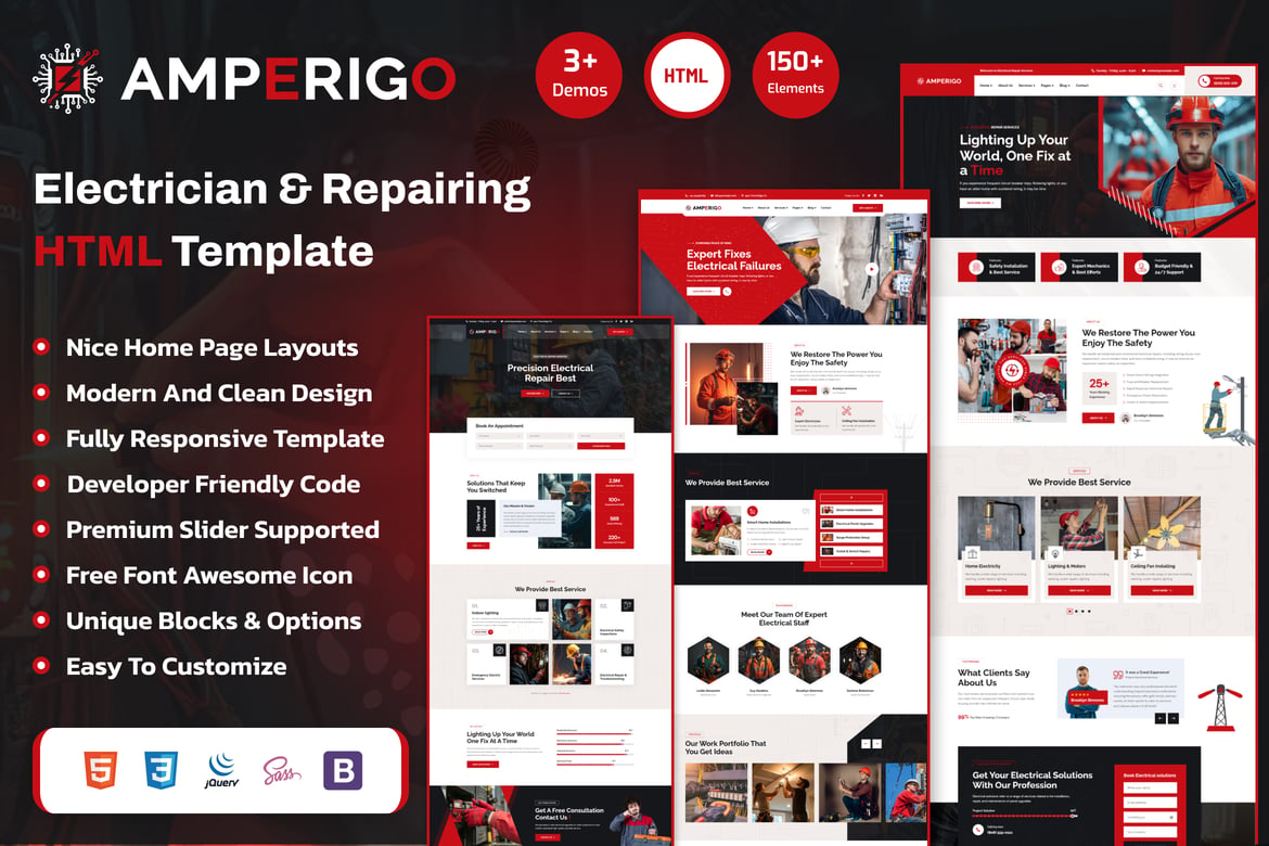 Amperigo - Template Website Elektrik dan Perbaikan yang Modern