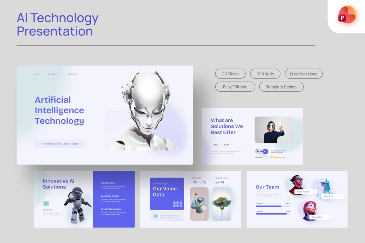 Ampyze - Template Presentasi PowerPoint Berbasis Teknologi AI yang Kuat