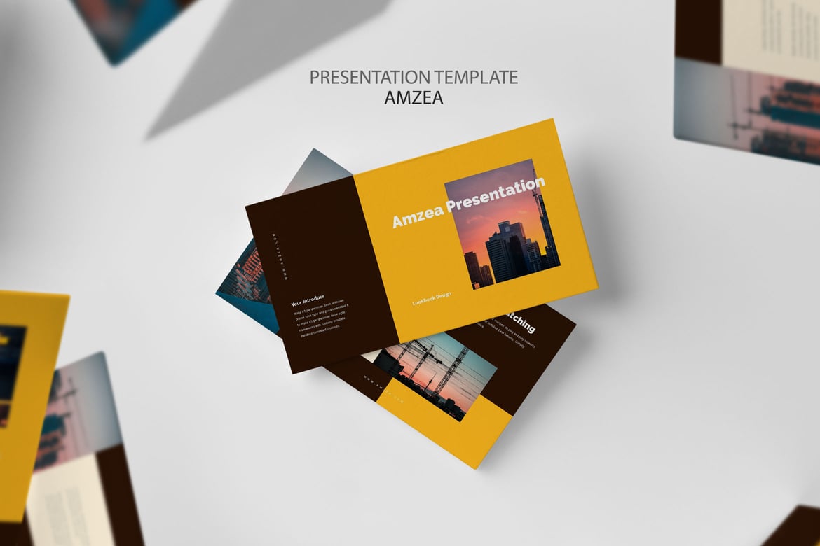 Template Presentasi PowerPoint Amzea untuk Proyek Konstruksi