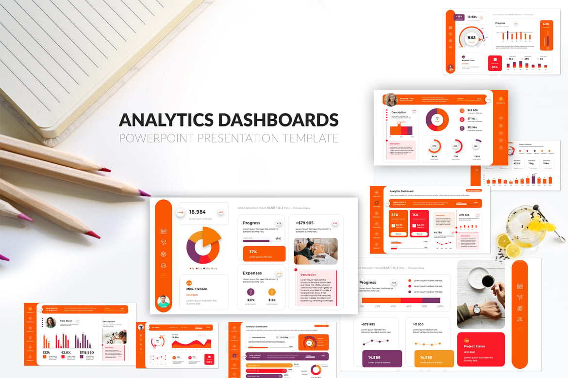 Template Presentasi PowerPoint Dashboard Analitik yang Menarik