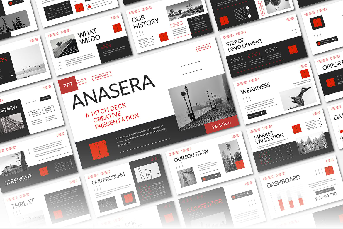 Template Presentasi PowerPoint Modern Minimalis Anasera