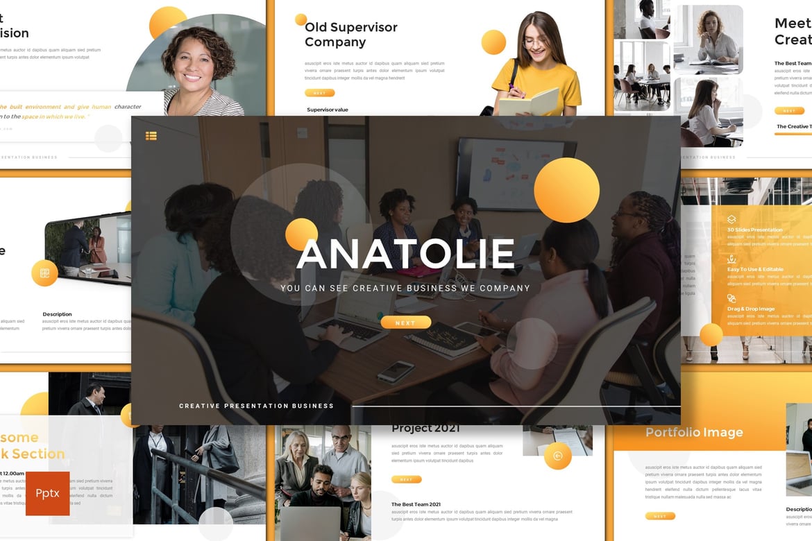 Template Powerpoint Bisnis Anatolie yang Kreatif dan Minimalis