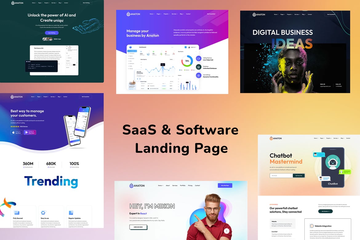 Anaton - Template Website Landing Page Modern untuk SaaS & Startup