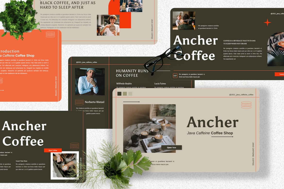 Ancher - Template Presentasi Powerpoint untuk Kedai Kopi yang Menarik